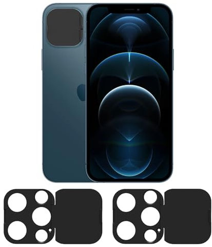 Handy-Kamera-Objektivschutz, kompatibel mit iPhone 12 Pro, schützt Ihre Privatsphäre, vollständige Abdeckung, 2 Stück, Schwarz