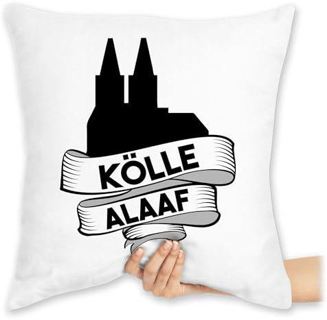 Kissen 40x40 Zierkissen - Karneval & Fasching - Kölle Alaaf Kölner Dom - Köln Helau Jecken Jeck - 40 x 40 cm - Weiß - fasching- kölsch carnevale kölsche karnevals faschings verkleidet carnival