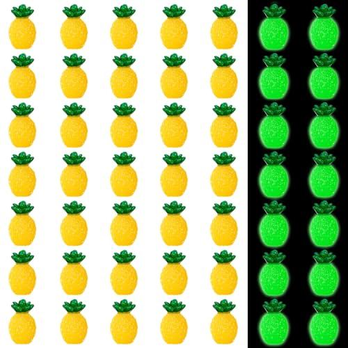 Simgoing 50 Stück Mini-Ananas-Figuren aus Kunstharz, leuchtende niedliche Ananas, leuchtet im Dunkeln, künstliche Ananas-Modell, Miniatur-Ananas-Figuren für Kunstprojekte, Garten, YYW-Simgoing-0864