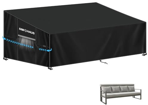 SIMPHAUS Gartensofa Abdeckung 3 Sitzer Palettenmöbel Abdeckung Palettensofa Abdeckplane Wasserdicht Sofa Schutzhülle Palettenbank Abdeckungen für Gartenmöbel,Gartencouch,Rattansofa 265x85x81/61cm