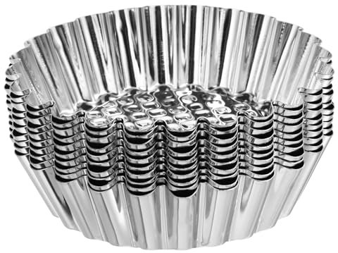 sourcing map 10pcs Cupcake Mold, Stainless Steel Mini Cupcake Cake Pans Baking Tools for Cupcakes, Mini Cake, Desserts, Pudding 3.66 x 0.9 inch