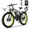 Cosintier K800 26-inch dual motor electric bike, 21 speed, 23AH battery, fat tire electric mountain bike. (BLACK GREEN)