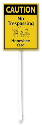 Geroclonup Schild mit Pfahl, stabiles Aluminiumschild, rostfrei, 17,5 x 22 cm, Bienenschild, Dekoration für Hof, Garten, Rasen, Outdoor