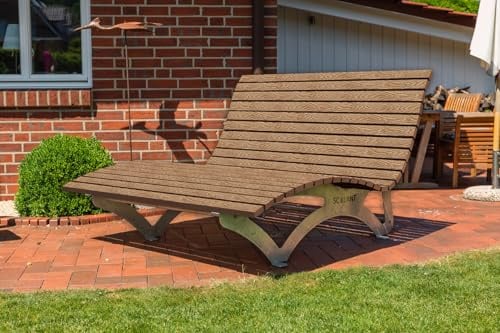 SCALANT Waldsofa Classic mit Polsterauflage Wave + Kissen + Schutzhülle, WPC-Latten, für 2-3 Personen, Sonnenliege, Außenliege, Wellenliege, Relaxliege, Liege für den Garten, feuerverzinkt