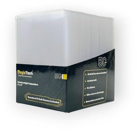 AegisTech Premium 35pt Top Loaders (100pcs) - 50 Hard Card Sleeves + 50 Penny Sleeves Included, Toploaders Trading Card Sleeves for PTCG, MTG, YGO and All Other Standard Size Cards.