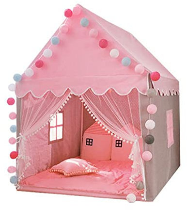 Foppla Children Play Tent Princess Castle House 51.2 x 39.4 x 47.2 Inch Game Room Cartoon Easy Assemble Playhouse Tent Toys Gifts for Boys Girls Indoor and Outdoor (Pink)(pink)