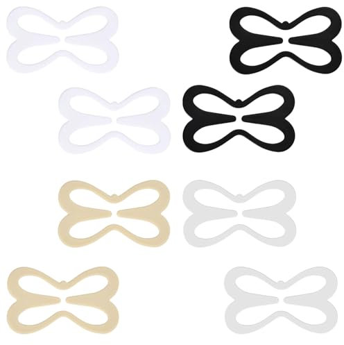 Irikdescia 8 Stück BH-Träger Clips, Oval Libellenform Racerback-BH-Clips Set, für Brautkleider, Fitnesssport, Verhindern Schultergurte Rutschen (Hautfarbe, Weiß, Schwarz, Transparent)