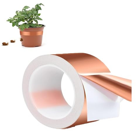 Kupferband Gegen Schnecken,10mm X 20m Verdicken Selbstklebend Kupferband Gegen Schnecken Hochbeet, Effizient EMI Kupferfolienband Für Gegen Schnecken Nacktschnecken (10mm*20m)
