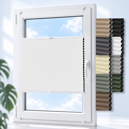 Tom'Shop Wabenplissee nach Maß Klemmfix ohne Bohren, Höhe 50-149cm | Sonnenschutz, Plisseerollo Jalousie, Blickdicht für Fenster & Tür, Wabenfalten in Spitzenqualität