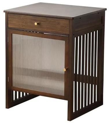 Support pour robot aspirateur laveur Armoire De Rangement Pour Aspirateur Robot En Bois, Bureau À Domicile Support Pour Aspirateur Intelligent Caché Avec Tiroir Et Porte En Verre, Table D'appoint(#2,5