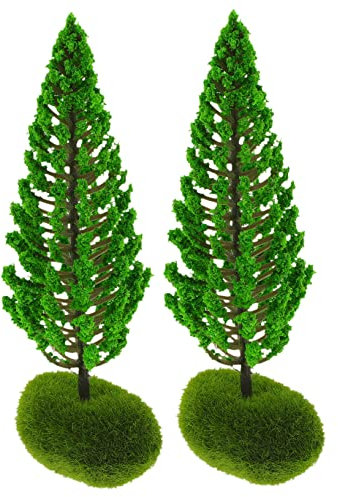 Tofficu 2 Stück Bäume Modellbau Miniatur Baum aus Kunststoff in Realistischer Baumform zur Selbstgemacht Verschönerung und Dekoration für Kleine Gärten und Künstlerische Gestaltung