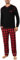 Litherday Pigiama Uomo Invernale Cotone Due Pezzi con Maglia Girocollo e Pantaloni Scozzesi Lunghi Comodi con Tasche per Casa Stile B-Nero + Rosso e Nero XL