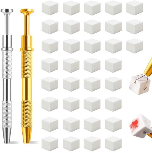 Eiito 100 Stück weiche Nagelschwämme für Ombre, mit 2 Greifstift, Aura-Maniküre-Nagelkunst-Werkzeuge (Silber + Gold)