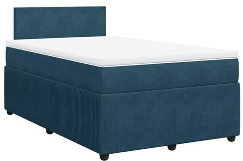 vidaXL Boxspringbett mit Matratze Blau 120x200 cm Samt