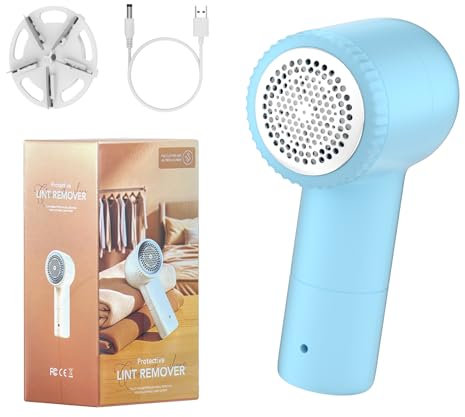 Fabric Shaver for Clothes and Furniture: Rechargeable Electric Lint Remover with Adjustable 3-Speed, 6-Blade System, LED Display, and USB Charging - Debobbler with Dual Protection.