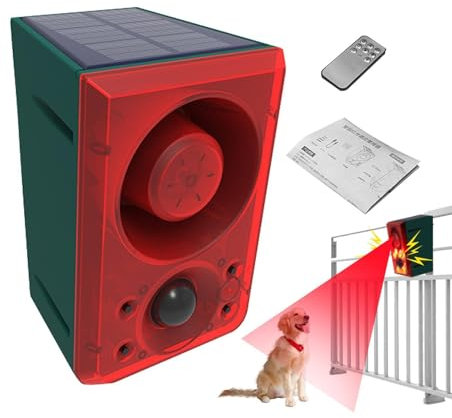 Motion Detector Alarm, Security Siren Alarm Light, Wireless Motion Sensor Alarm, Motion Sensor Alarm Dog Barking Sound Solar Motion Sensor Alarm with Remote Controller, Animal Motion Alarm Sensor