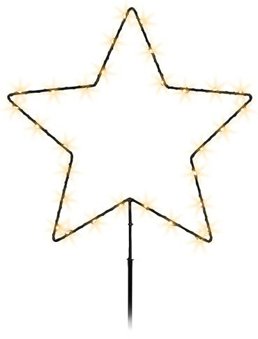 LED Gartenstecker Stern Silhouette mit Timer - 70 x 30 cm - Metall Schattenbild beleuchtet mit Gold LED Batterie betrieben - Beet Stecker Weihnachten Winter Garten Deko Beleuchtung