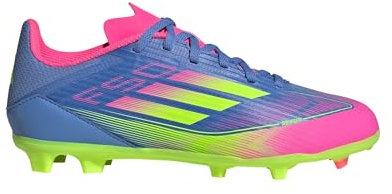 adidas X Crazyfast Club Flexible Ground Boots Unisex Children's Football Boots, Blue Fusion Lucid Lemon Lucid Pink, 4.5 UK