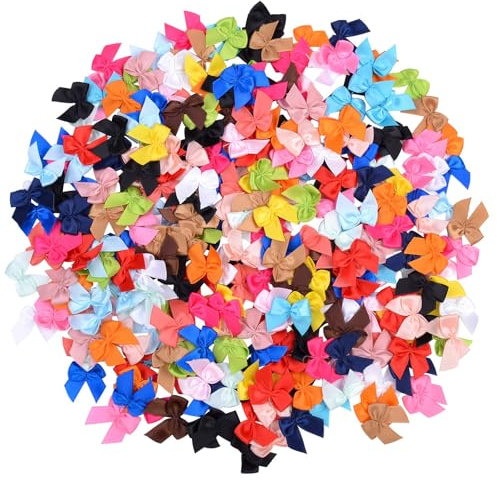 Angelkiss 200 Stück Mini-Satinband-Schleifen, DIY Handwerk zum Nähen von Blumen, Applikationen, Basteln, Dekoration, Haar-Accessoires für Hochzeit Geschenk-Box (mehrfarbig)