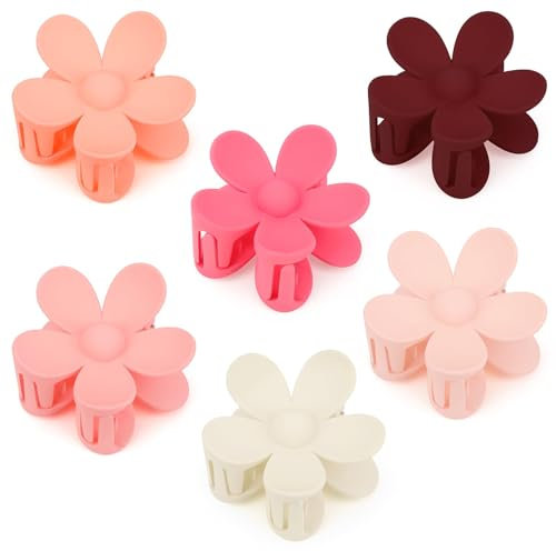 6 Piezas Mate Antideslizantes Pinza Pelo Flor,Pinzas Pelo Flor,Pinzas Para El Cabello Con Flores,Pinzas De Flores Para El Pelo Mujer,Rosa