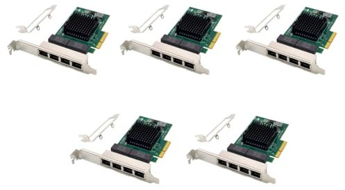 Lckiioy 5X Tarjeta de Red de Servidor PCI-e X4 BCM5719 Adaptador de Servidor Gigabit Ethernet RJ45 de 4 Puertos Adaptador de Tarjeta de Red PCI-e