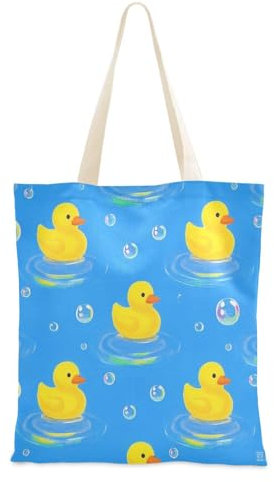 aidingzhi Cartoon Nette Gelbe Ente Leinwand Tote Taschen Frauen Leinwand Tote Tasche für Frauen Arbeit Ästhetische Tote Tasche, Cartoon Nette Gelbe Ente, Medium, Cartoon Nette gelbe Ente, Medium