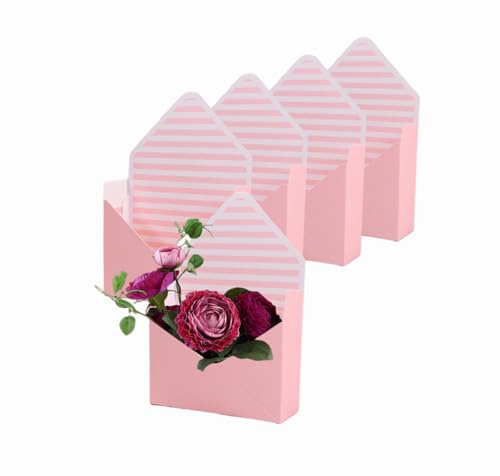 Rikyo 5 Stück rosa Blumenumschläge | Handfaltbare Blumenstraußbox 35 x 23 cm Wasserdicht Blumenstrauß Hochzeit Geburtstag Dekoration