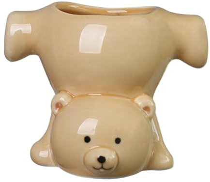 JISADER Plante en Forme d'ours Pot de Stylo de Stylo Vase de Fleurs Mignonnes jardinières Figurines Pot de Fleur de conteneur pour Les Plantes intérieures de, Kaki