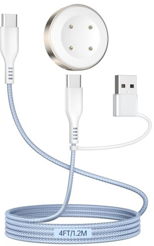 2 in 1 USB C/A Charging Cable for Google Pixel Watch 2/3 & Fitbit Sense/Versa 3/4 Charger, 4Ft 60W(Max) Type C to C Fast Charging Nylon Braided Cord for iPhone 16 S25 Ultra Travel Essentials