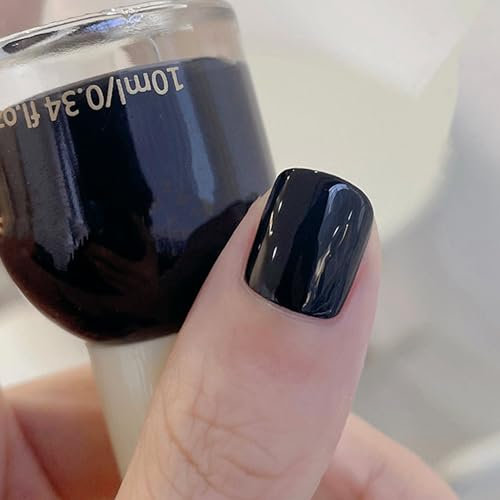 Black Nail Polish, 10ml Nail Varnish, Long-lasting Quick Dry Nail Polish, Glossy Nail Art Varnish No UV Needed For Women Home DIY Nail Art Gift (Black)