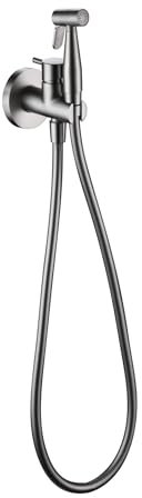 GALYON IMEX Grifo Empotrado Bidé - MUNICH PRO Grifería de Baño con 1 Posición, Latón Cromado, Agua Fría y Caliente, Mango Ergonómico, Flexo Acero Reforzado, Instalación en Pared. (NÍQUEL CEPILLADO)