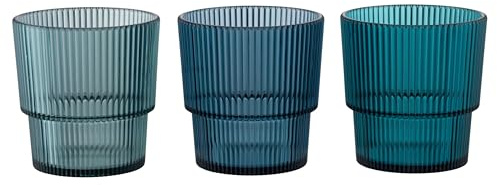 Lot de 12 verres à eau 300 ml bleu clair en plastique PS Shades of Ocean Unique