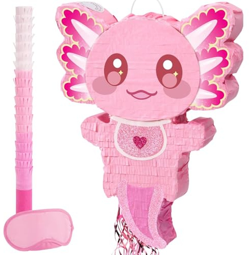 WERNNSAI Rosa Axolotl-Piñata - Süße Rosa Axolotl-Party-Piñata Unter dem Meer Geburtstagsparty-Dekorationen für Ozean-Amphibienliebhaber Geburtstagszubehör