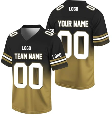 Personalisiert American Football Spieltrikots für Herren Kinder,Benutzerdefinierte Rugby Trikot T-Shirt mit Name Nummer