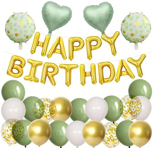 Geburtstagsdeko Grün Gold Mädchen Happy Birthday Ballons Girlande Geburtstags Kindergeburtstag Deko