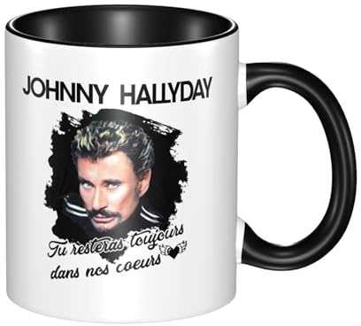 VUBCFIUSO Hallyday Rock Singer Johnny Mug Céramique 330ml – Tasse Café Thé Double Couleur, Cadeau Fan Musique, Tasse Vintage Rock, Accessoire Cuisine & Bureau