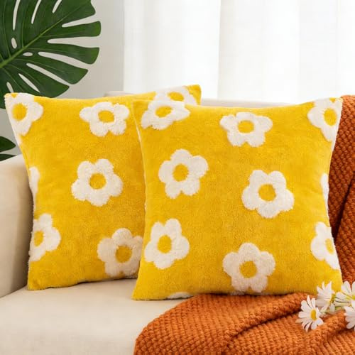 2 Stück Kissenbezug 40x40 cm,Zierkissenbezug Dekokissen mit Blumen,BlumenKissenbezüge,2er Set Kissenhülle Blume,Deko Kissen Wohnzimmer,Deko Kissen mit Blumen für Sofa Sessel Zuhause Schlafzimmer