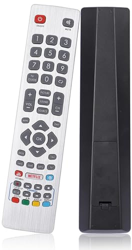 Remote Control Compatible with Sharp Aquos, New Replacement Remote Control for SHW/RMC/0115 DH1901091551 of Sharp Smart TV with Netflix Buttons, Smart TV Remote Control (Silver)