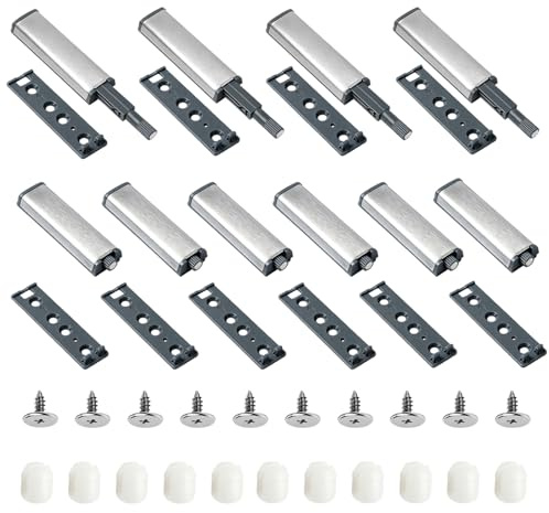 Cierre Push to Open, 10 Unidades Empuje para Abrir la Puerta Abridor de Presión, Sistema de Apertura Potente y Empotrado, para Puertas de Gabinete, Cajones y Muebles