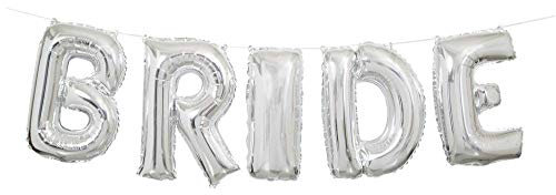Buchstabenluftballon-Banner-Set - Bride - Silber, 14 1 Pc