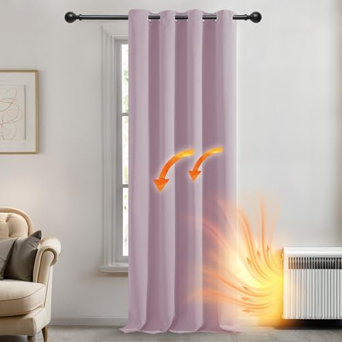 Deconovo Tende per Interni Oscuranti Camera da Letto 242 CM Altezza, Tenda Oscurante Termica Isolante per Interni Tende Moderne per Soggiorno 1 Pannello, 132x242 CM, Rosa Chiaro