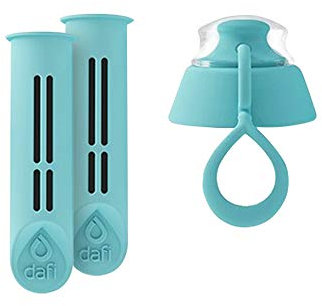 DAFI Juego de 2 filtros + tapón para botella con filtro DAFI Soft | Color morado | Filtros de recambio | Respetuoso con el medio ambiente | Sin BPA | Filtros de carbón | Materias primas certificadas
