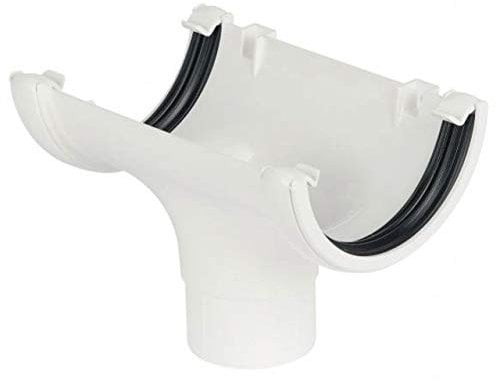 Pack of 2 - FLOPLAST 112mm Half Round Gutter Running Outlet - White