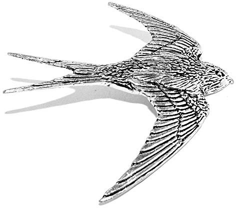 Silver Pewter Groß Schwalbe Vogel Anstecker Abzeichen/Englisch Brosche in Geschenk Beutel