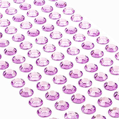 Movoja Lilane Strasssteine - runde Glitzersteine 147 Stück 10 mm selbstklebend zum Verzieren und Basteln | Schmucksteine zum aufkleben | Steinchen Dekosteine Bastelsteine Lila