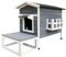 Wiltec Wetterfestes Katzenhaus 73,5 x 48 x 104,5 cm aus Holz, Katzenhütte Outdoor, Lodge Katzenhöhle mit Terrasse und Fluchttür