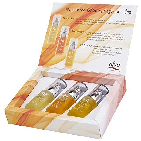 alva Naturkosmetik® - Probierset 3 Premium Hautöle - Bio Sanddornöl - Bio Jojobaöl - Bio Mandelöl
