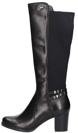 Valleverde Scarpe Donna Stivali Alti con tacci in Pelle Nera 46410-NERO