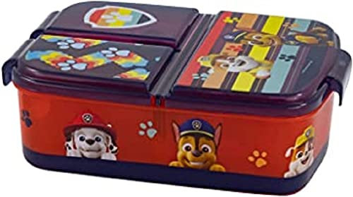PAW PATROL Fiambrera Infantil con 3 Compartimentos, Fiambrera de plástico con Cierre de Clip, para guardería, Escuela y Ocio