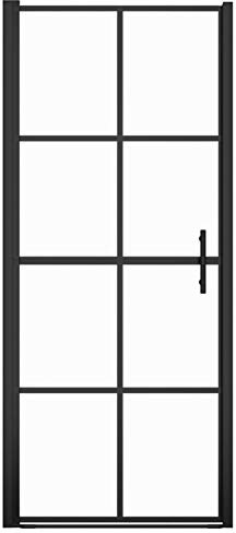 Tidyard Duschtür mit Edelstahlgriff Nischentür Pendeltür Schwingtür Duschabtrennung Dusche Duschwand Hartglas Schwarz (78-81) x 195 cm